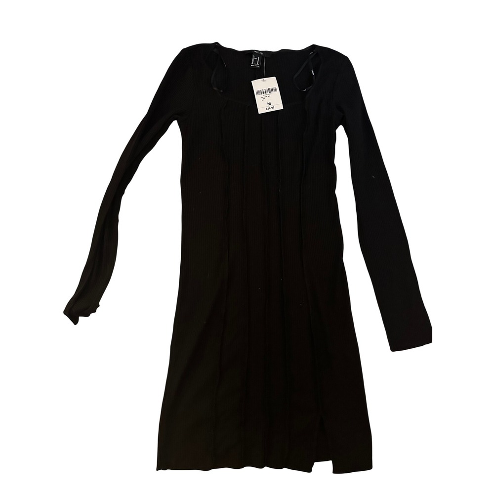 NWT Forever 21 knit black long sleeve dress, M